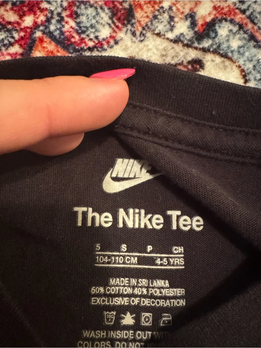 Nike Black Long Sleeve Tee with White Logo and Red & Blue Accents NWOT